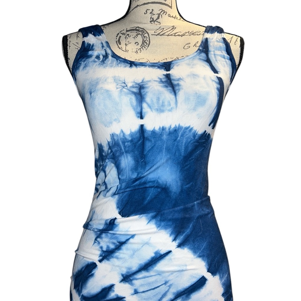 Blue Tie-Dye Sleeveless Top